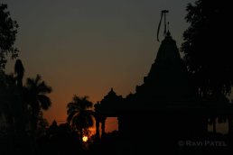 Temple Silhouette at Sunset